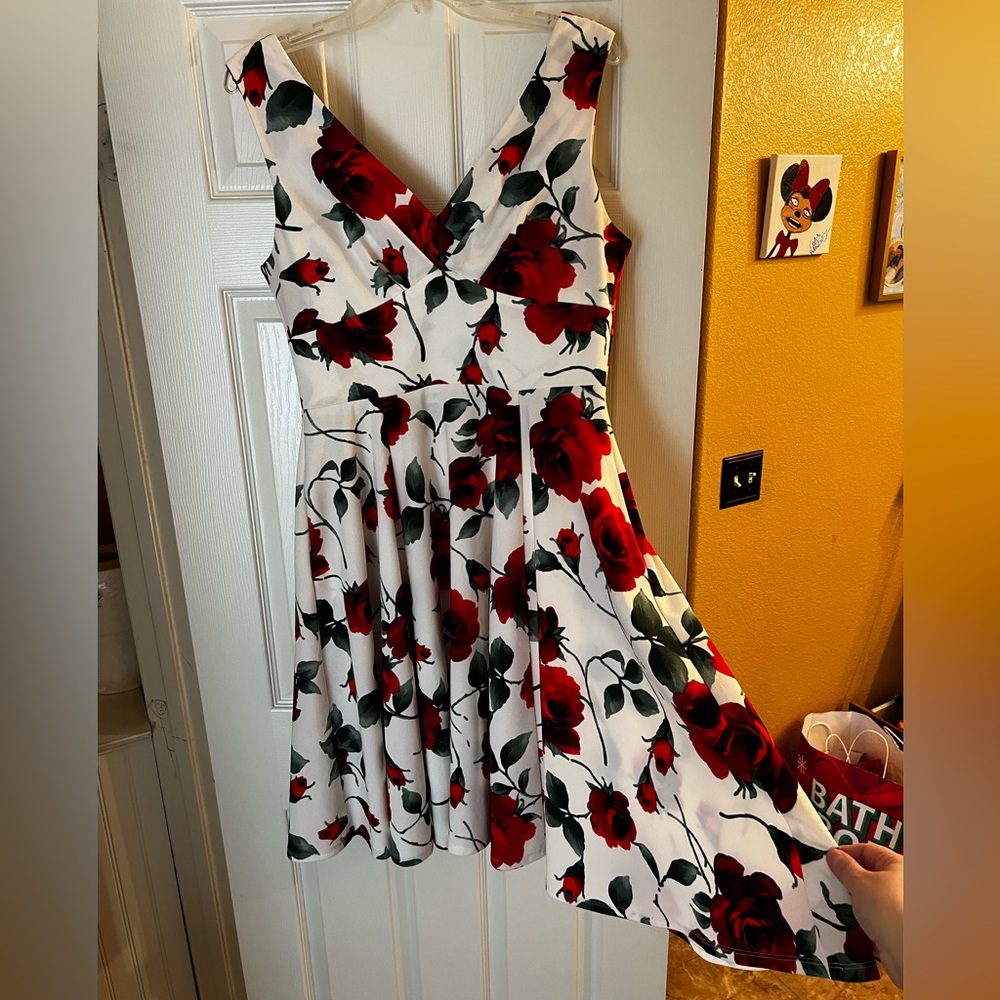 Red Valentine Roses Swing Dress